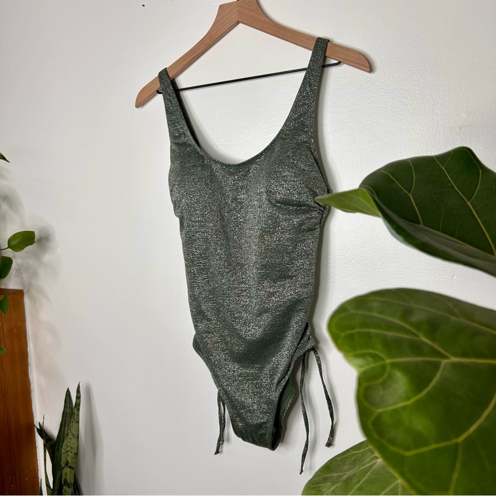 Xhilaration Shimmering Green One-Piece Swimsuit - Picture 4 of 6